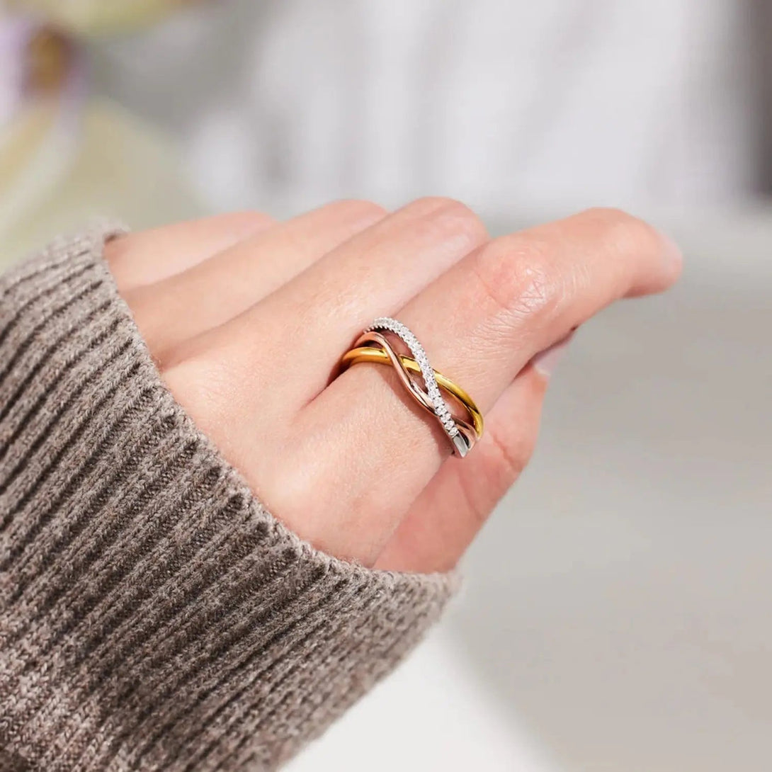 Lovcia Crisscross Gold-Plated 925 Sterling Silver Ring-Rings-Gold-6-Gold