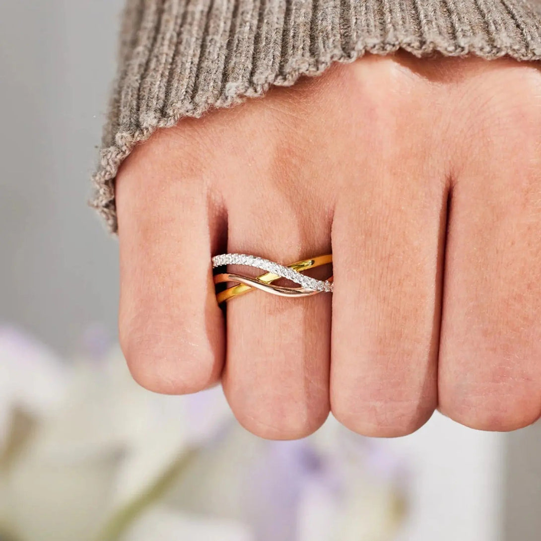 Lovcia Crisscross Gold-Plated 925 Sterling Silver Ring-Rings-Gold-6-Gold