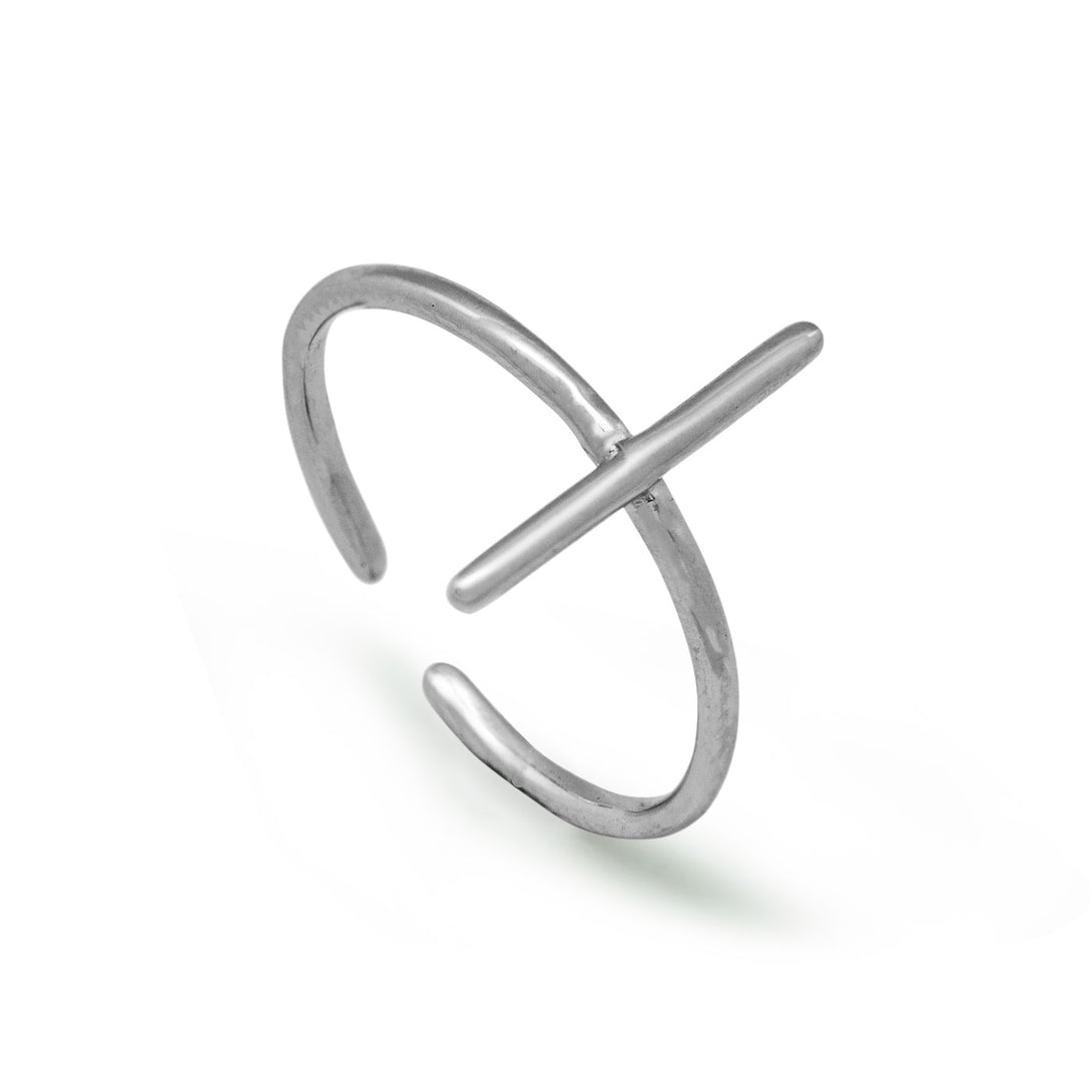Lovcia Cross Adjustable 925 Sterling Silver Open Ring-Rings-