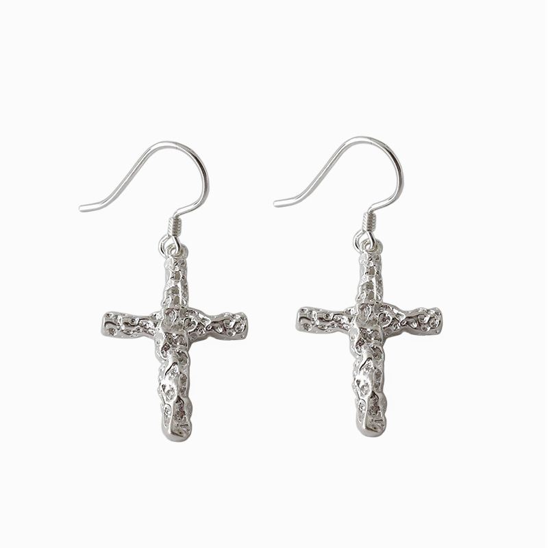 Lovcia Cross Earrings 925 Sterling Silver Gold Plated-Earrings-Yellow Gold-