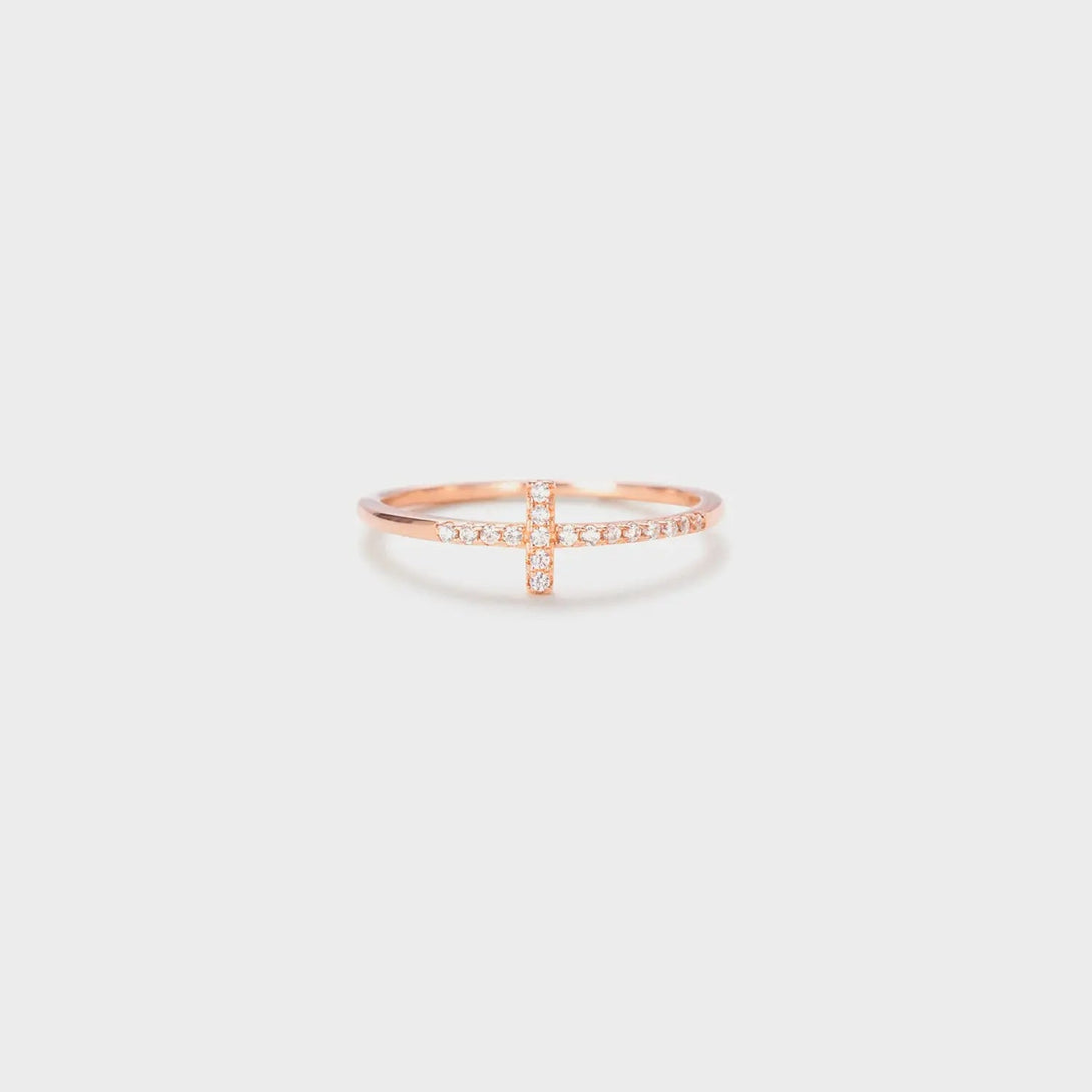 Lovcia Cross Inlaid Zircon 925 Sterling Silver Ring-Rings-Rose Gold-5-Rose Gold