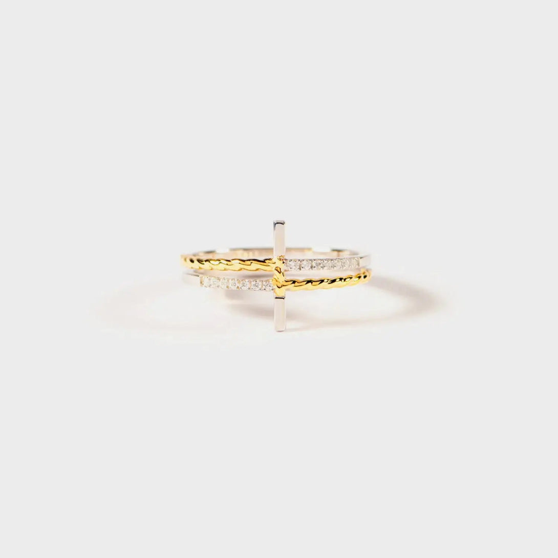 Lovcia Cross Zircon 925 Sterling Silver Ring-Rings-Gold-6-Gold