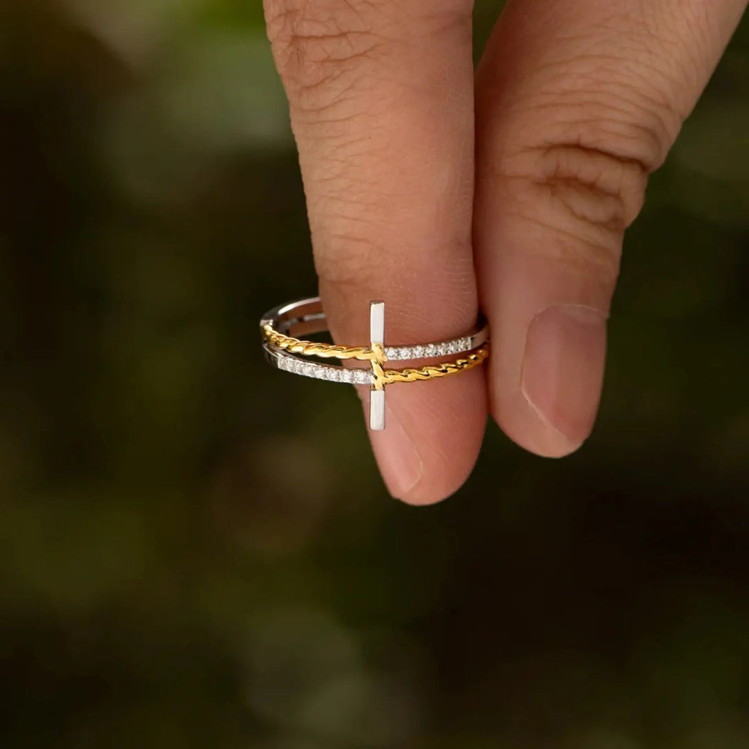Lovcia Cross Zircon 925 Sterling Silver Ring-Rings-Gold-6-Gold