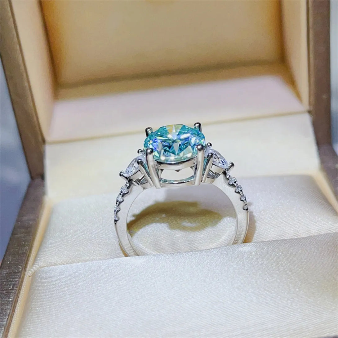Lovcia Crown Marina 5 Carat Moissanite 925 Sterling Silver Ring for Women - Turquoise-5- - Buy latest trendy Rings for Women and Girls