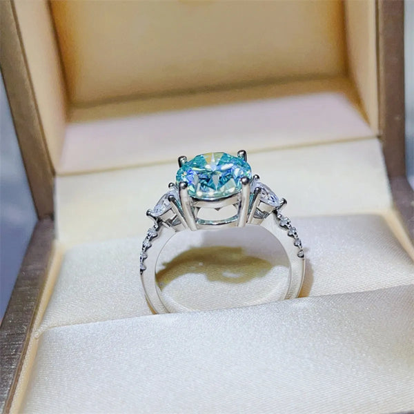 Lovcia Crown Marina 5 Carat Moissanite 925 Sterling Silver Ring for Women - Turquoise-5- - Buy latest trendy Rings for Women and Girls