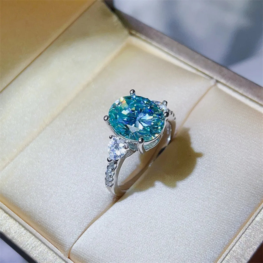 Lovcia Crown Marina 5 Carat Moissanite 925 Sterling Silver Ring for Women - Turquoise-5- - Buy latest trendy Rings for Women and Girls