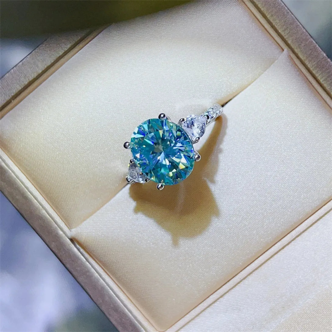 Lovcia Crown Marina 5 Carat Moissanite 925 Sterling Silver Ring for Women - Turquoise-5- - Buy latest trendy Rings for Women and Girls