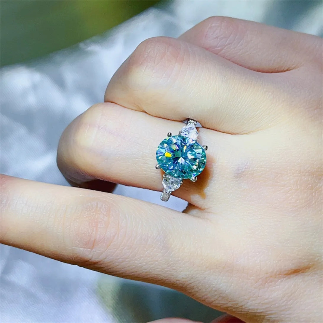 Lovcia Crown Marina 5 Carat Moissanite 925 Sterling Silver Ring for Women - Turquoise-5- - Buy latest trendy Rings for Women and Girls