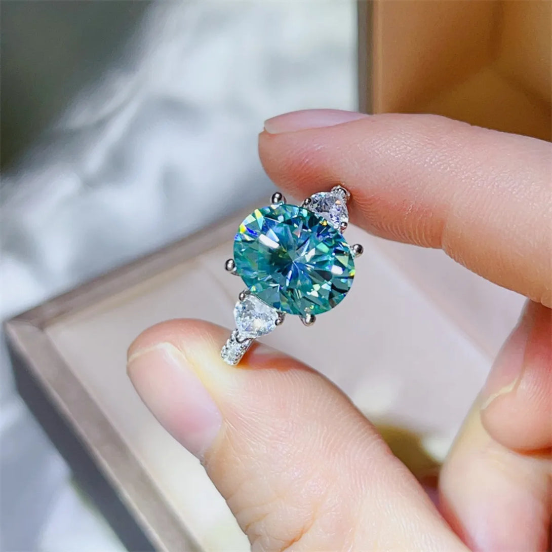 Lovcia Crown Marina 5 Carat Moissanite 925 Sterling Silver Ring for Women - Turquoise-5- - Buy latest trendy Rings for Women and Girls