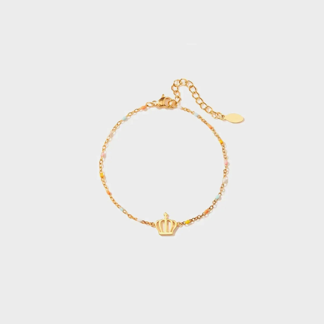Lovcia Crown Shape 18K Gold-Plated Bead Bracelet-Bracelets-Gold-One Size-Gold