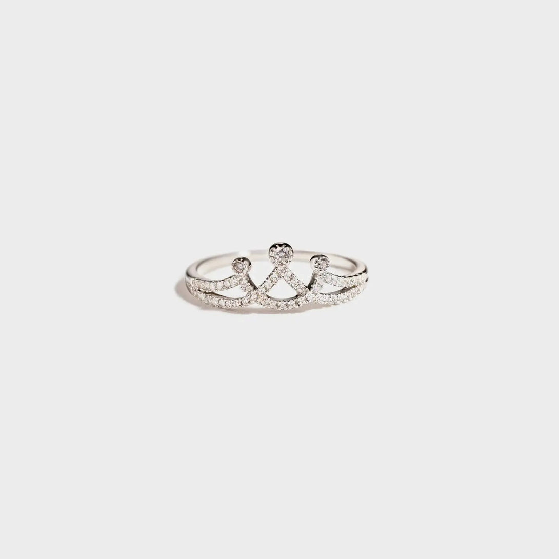 Lovcia Crown Shape Inlaid Zircon 925 Sterling Silver Ring-Rings-Silver-6-Silver