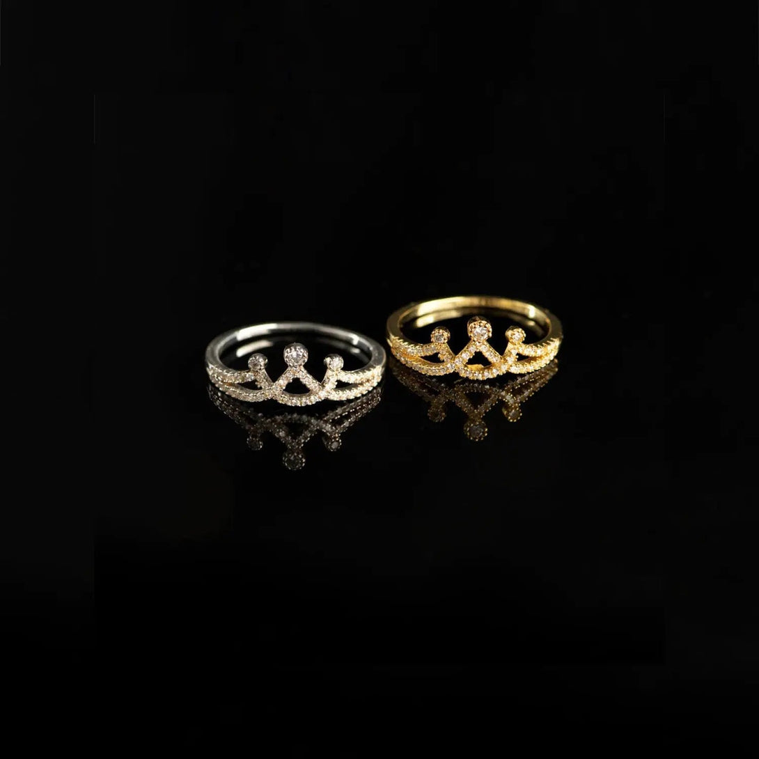 Lovcia Crown Shape Inlaid Zircon 925 Sterling Silver Ring-Rings-Silver-6-Silver