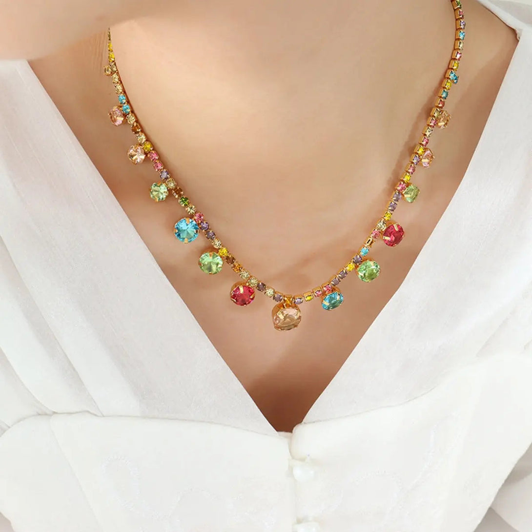Lovcia Crystal Copper Chain Necklace-Necklaces-Gold-One Size-Gold