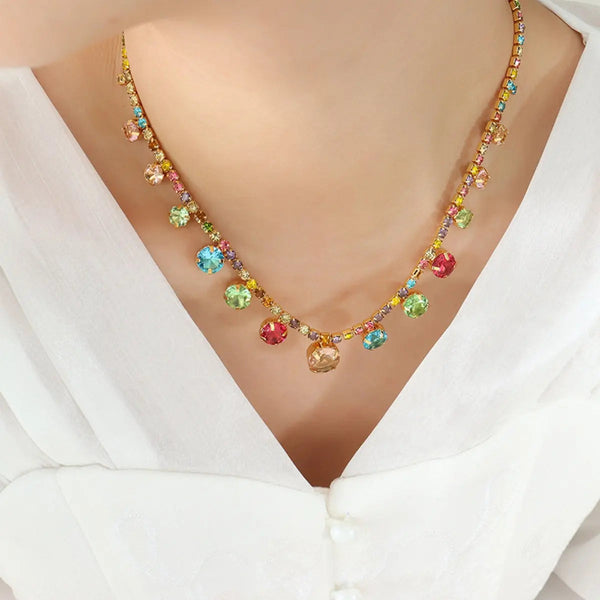 Lovcia Crystal Copper Chain Necklace-Necklaces-Gold-One Size-Gold