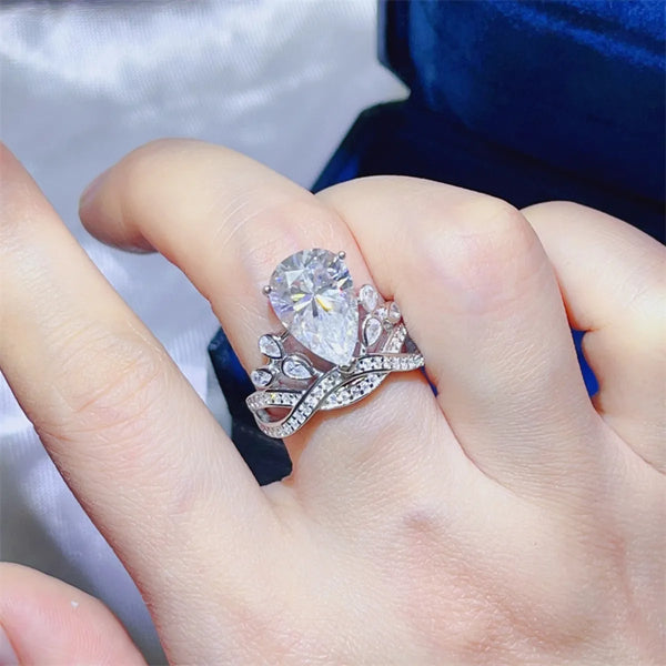 Lovcia Crystal Crown 5 Carat Moissanite 925 Sterling Silver Ring for Women - White-5- - Buy latest trendy Rings for Women and Girls