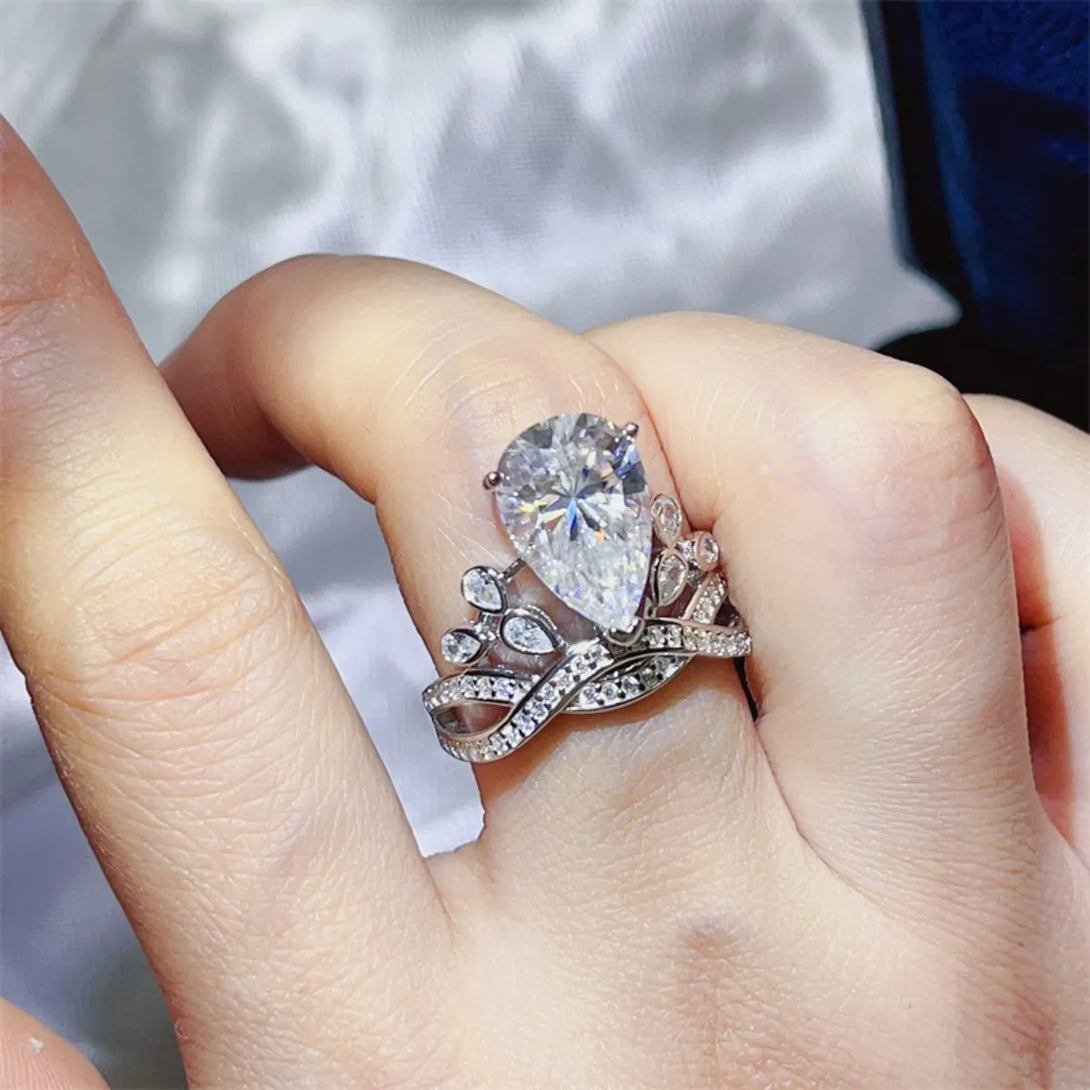Lovcia Crystal Crown 5 Carat Moissanite 925 Sterling Silver Ring for Women - White-5- - Buy latest trendy Rings for Women and Girls