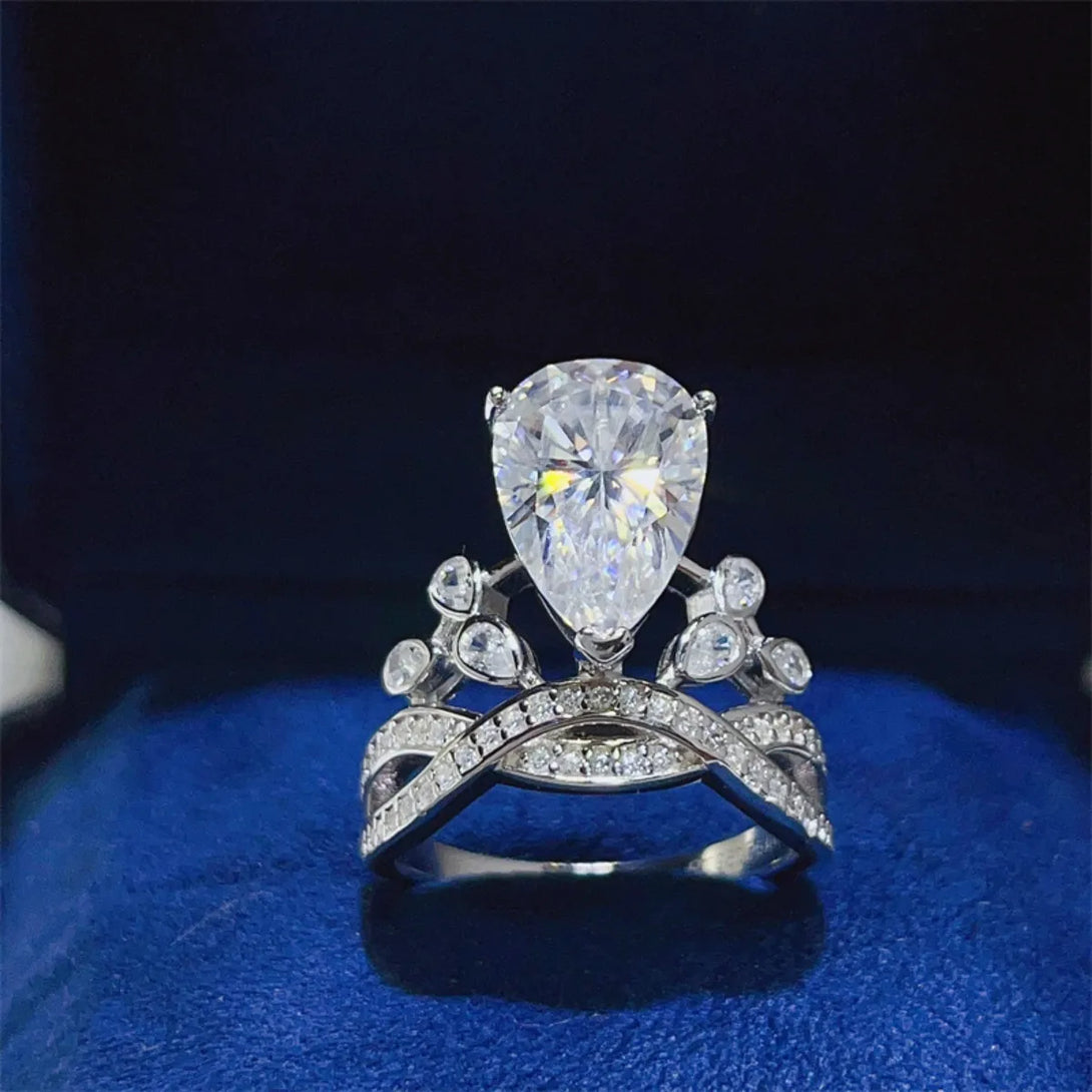 Lovcia Crystal Crown 5 Carat Moissanite 925 Sterling Silver Ring for Women - White-5- - Buy latest trendy Rings for Women and Girls