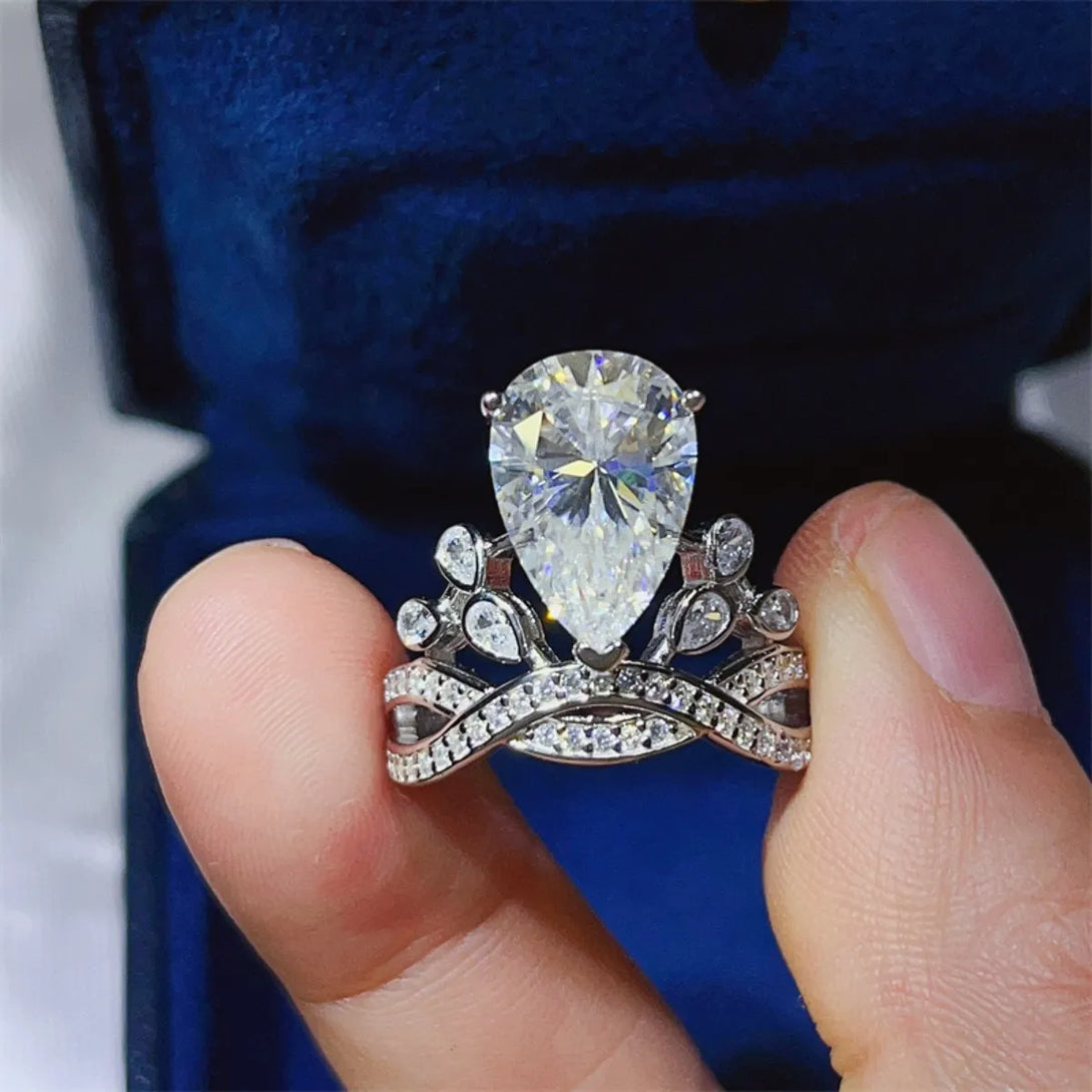 Lovcia Crystal Crown 5 Carat Moissanite 925 Sterling Silver Ring for Women - White-5- - Buy latest trendy Rings for Women and Girls