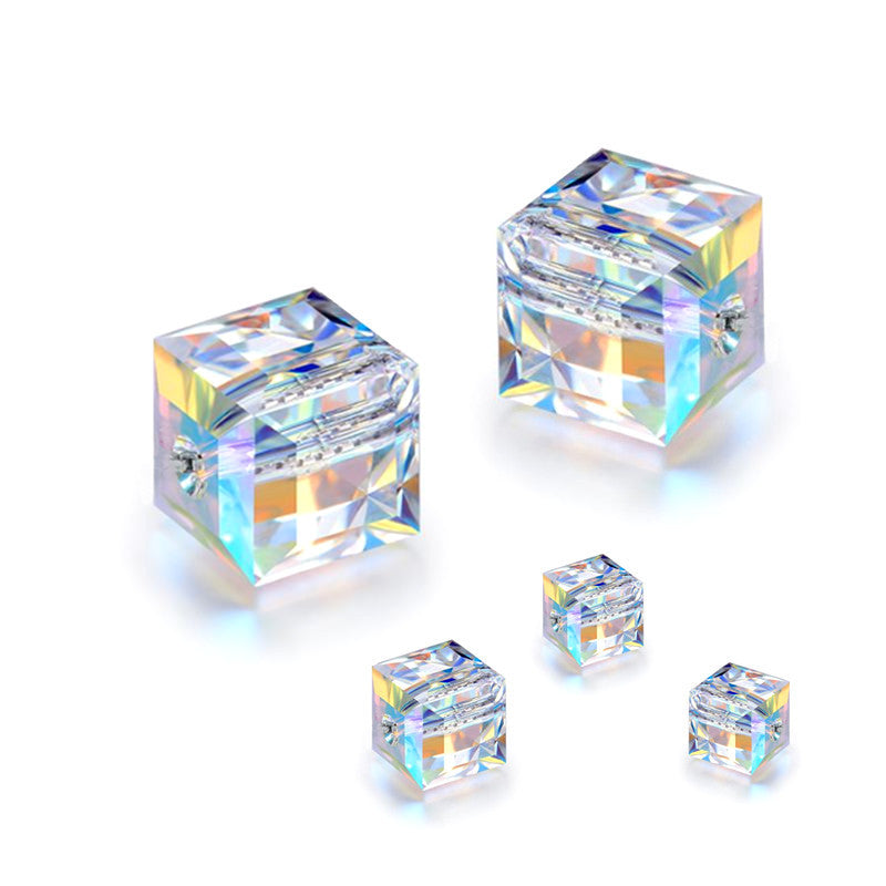Lovcia Crystal Cube Beads 6mm 1.2mm Hole Silver Tone-Jewelry Making Kits-Champagne-6mm-Champagne