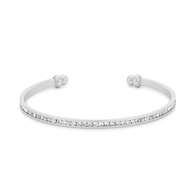 Lovcia Crystal-Embellished Rhodium-Plated Cuff Bracelet-Bracelets-