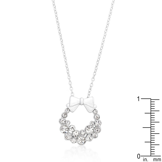 Lovcia Crystal Holiday Wreath Pendant Necklace-Pendants-