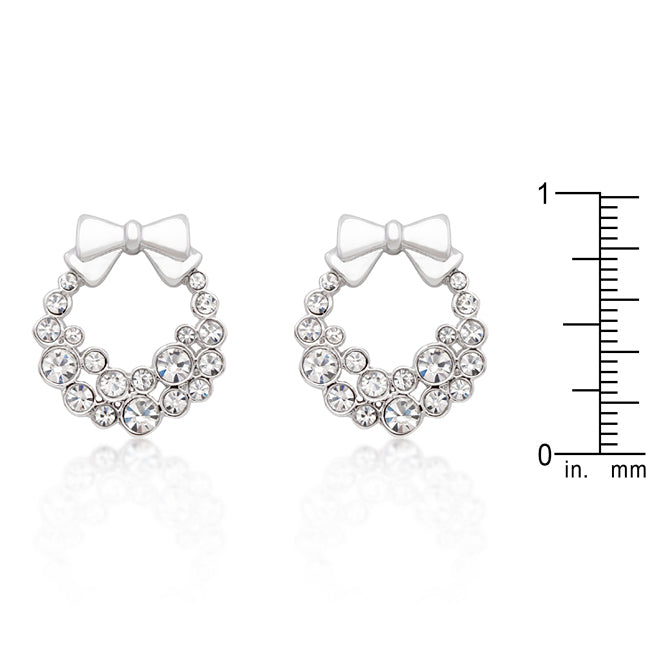 Lovcia Crystal Holiday Wreath Rhodium Earrings-Earrings-