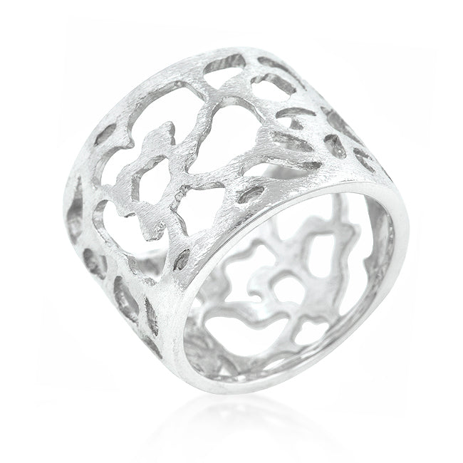 Lovcia Crystal Shine Matte Rhodium Filigree Band-Rings-5-5