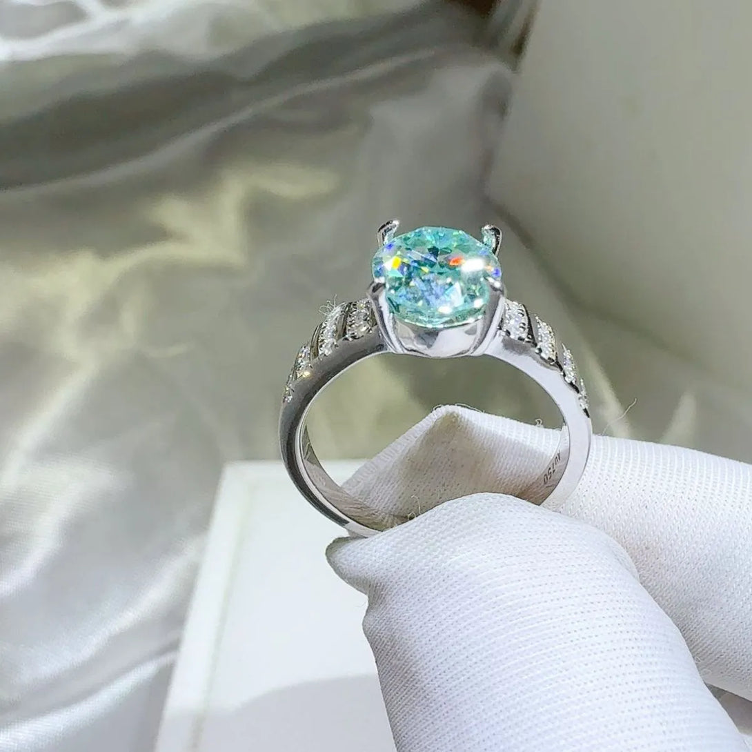 Lovcia Crystalline Sparkle 2 Carat Moissanite 925 Sterling Silver Ring for Women - Turquoise-5- - Buy latest trendy Rings for Women and Girls