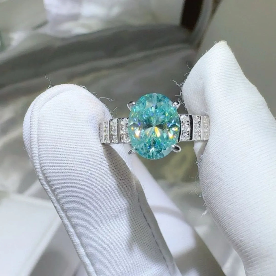 Lovcia Crystalline Sparkle 2 Carat Moissanite 925 Sterling Silver Ring for Women - Turquoise-5- - Buy latest trendy Rings for Women and Girls