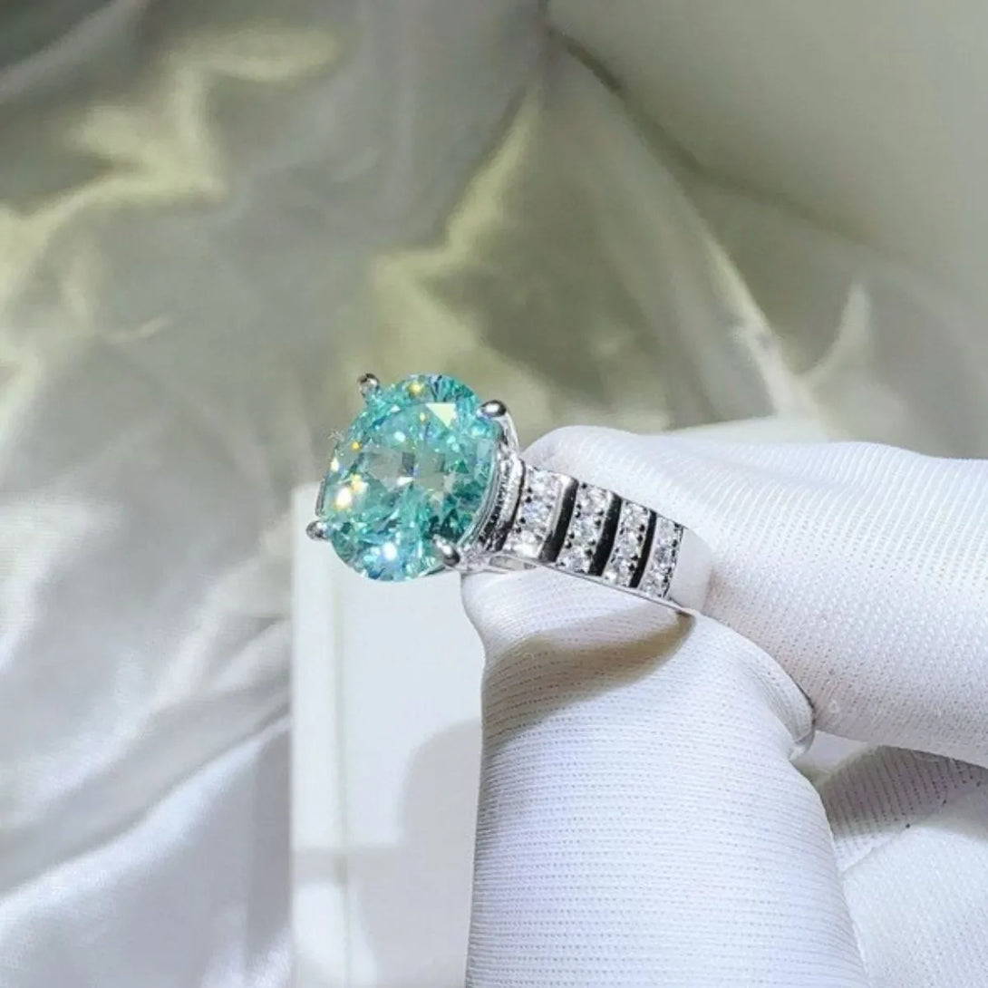 Lovcia Crystalline Sparkle 2 Carat Moissanite 925 Sterling Silver Ring for Women - Turquoise-5- - Buy latest trendy Rings for Women and Girls