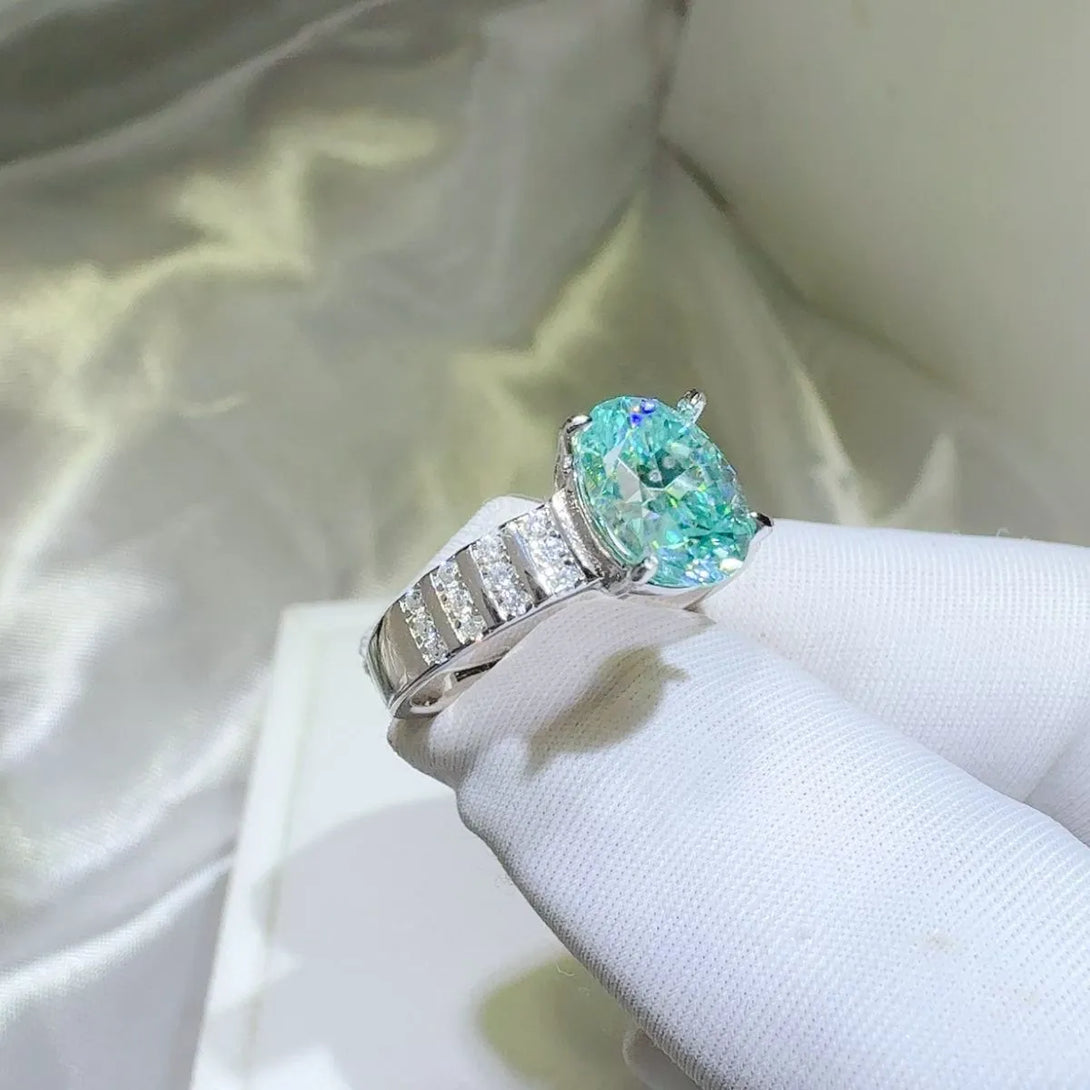 Lovcia Crystalline Sparkle 2 Carat Moissanite 925 Sterling Silver Ring for Women - Turquoise-5- - Buy latest trendy Rings for Women and Girls
