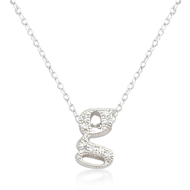 Lovcia Cubic Zirconia Initial G Necklace in Silver Tone-Pendants-