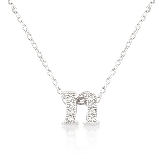 Lovcia Cubic Zirconia Pave Initial N Necklace in Silver Tone-Pendants-