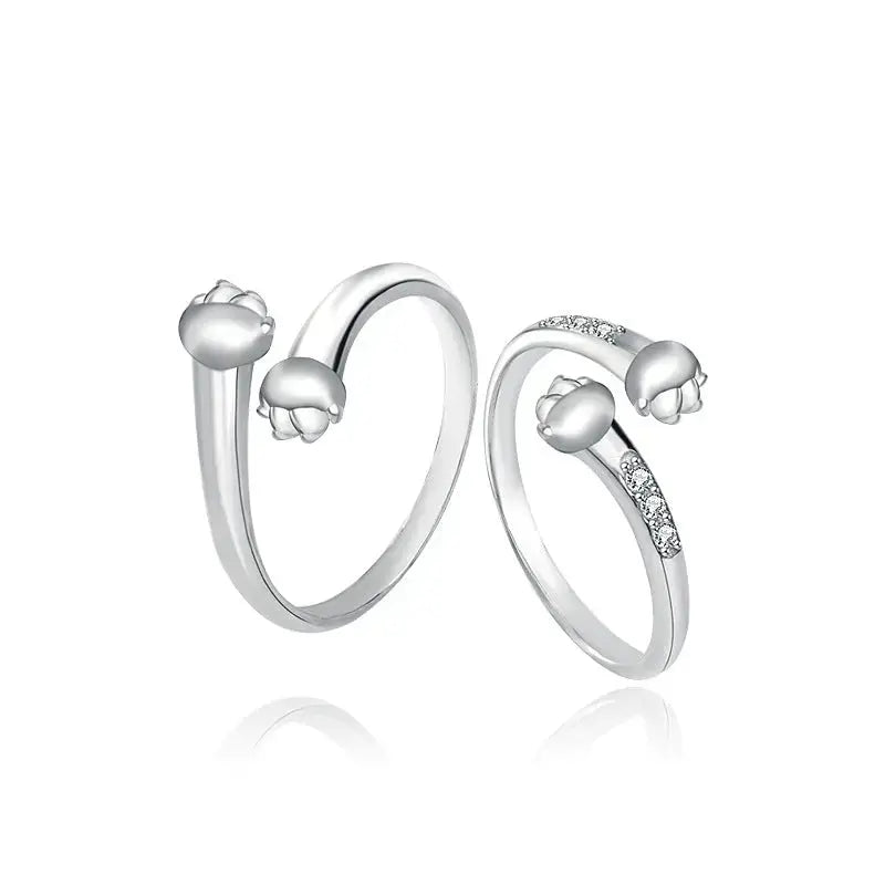 Lovcia Cute CZ Cat Paw Hug 925 Sterling Silver Adjustable Ring-Rings-Men Ring-Men Ring
