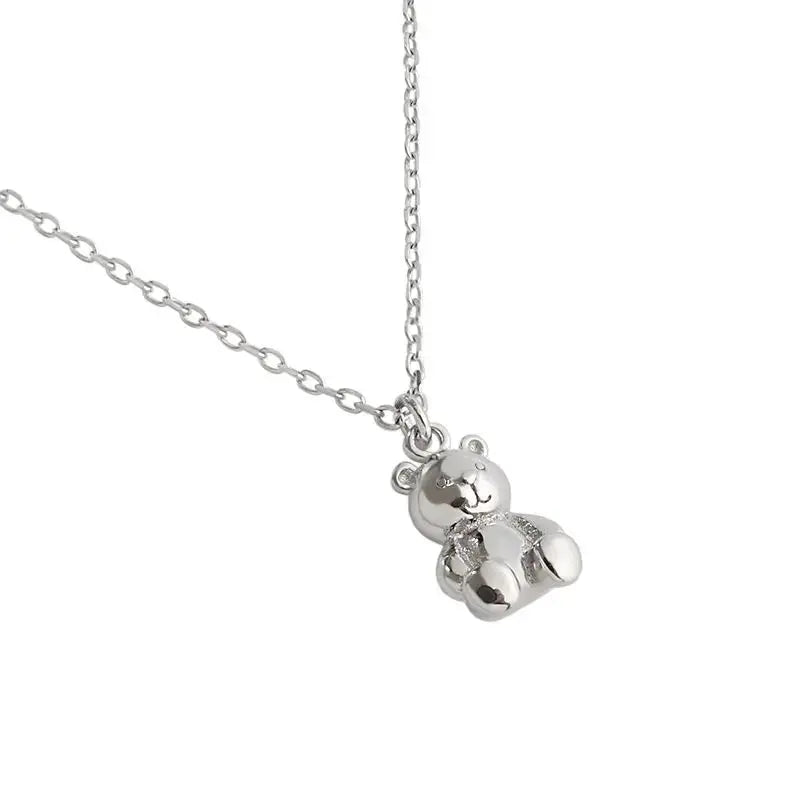 Lovcia Cute Mini Bear Animal 925 Sterling Silver Necklace-Necklaces-Silver-Silver