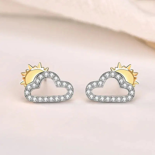 Lovcia Cute Mini CZ Cloud Sunrise 925 Sterling Silver Stud Earrings-Earrings-Silver-Silver