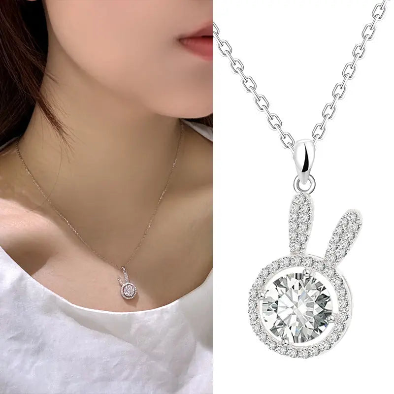 Lovcia Cute Rabbit 925 Sterling Silver Necklace for Women-Necklaces-Rabbit Necklace-Rabbit Necklace