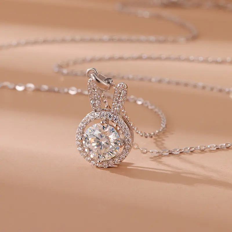 Lovcia Cute Rabbit 925 Sterling Silver Necklace for Women-Necklaces-Rabbit Necklace-Rabbit Necklace