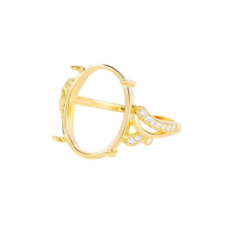 Lovcia CZ 925 Sterling Silver Ring Setting Adjustable Gold-Rings-Rhodium & 12mm * 16mm-Rhodium & 12mm * 16mm