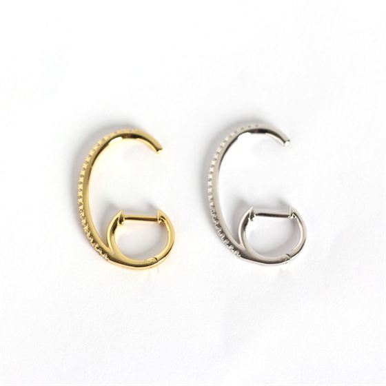 Lovcia CZ C Shape 925 Silver Leverback Earrings Gold-Earrings-Yellow Gold-Yellow Gold