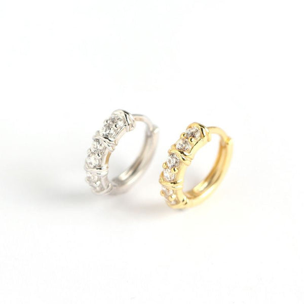 Lovcia CZ Geometry Hoop Earrings 9.3mm Gold Plated 925-Earrings-Yellow Gold-