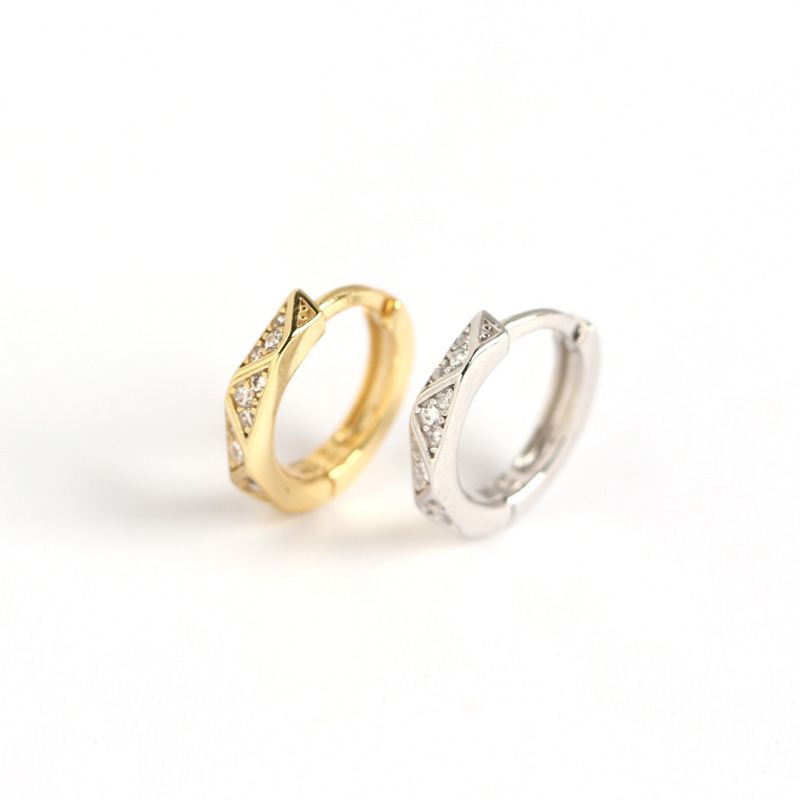 Lovcia CZ Geometry Wave Hoop Earrings 12.3mm Gold Plated-Earrings-Silver-Silver