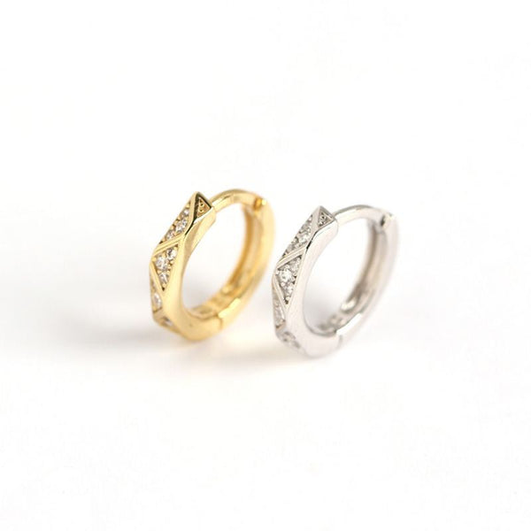 Lovcia CZ Geometry Wave Hoop Earrings 12.3mm Gold Plated-Earrings-Silver-