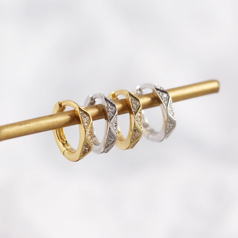 Lovcia CZ Geometry Wave Hoop Earrings 12.3mm Gold Plated-Earrings-Silver-Silver