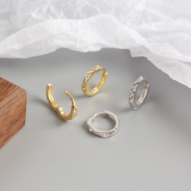 Lovcia CZ Geometry Wave Hoop Earrings 12.3mm Gold Plated-Earrings-Silver-Silver