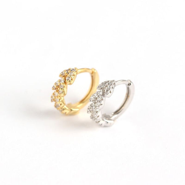 Lovcia CZ Hearts 925 Sterling Silver Hoop Earrings Gold-Earrings-Yellow Gold-