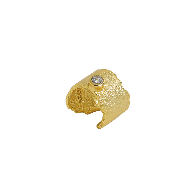 Lovcia CZ Irregular Round 925 Gold Non Pierced Earring-Earrings-Yellow Gold (Single)-Yellow Gold (Single)