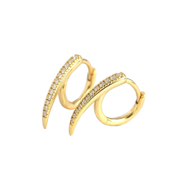 Lovcia CZ Lines Rivet Hoop Earrings Gold Plated 925-Earrings-Yellow Gold-