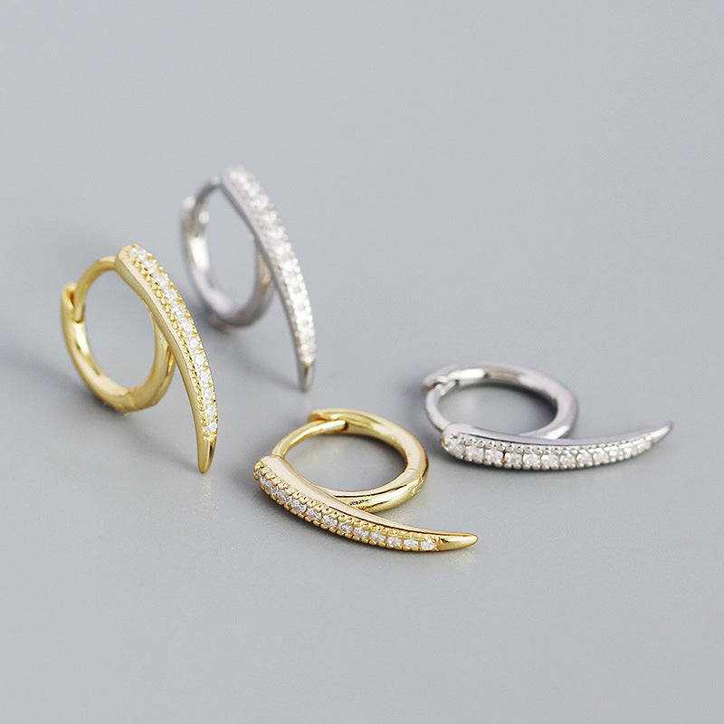 Lovcia CZ Lines Rivet Hoop Earrings Gold Plated 925-Earrings-Yellow Gold-Yellow Gold