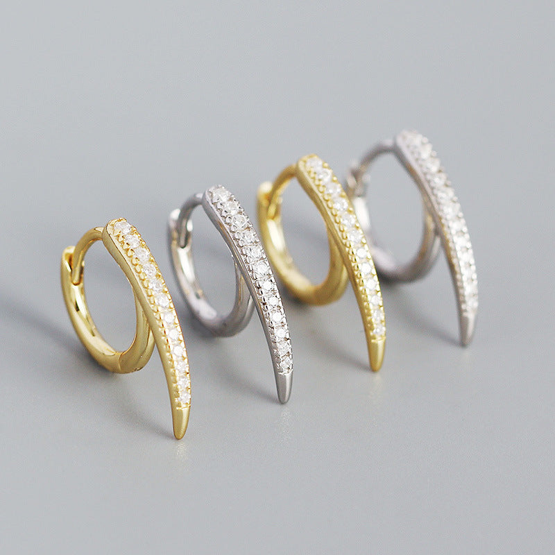 Lovcia CZ Lines Rivet Hoop Earrings Gold Plated 925-Earrings-Yellow Gold-Yellow Gold